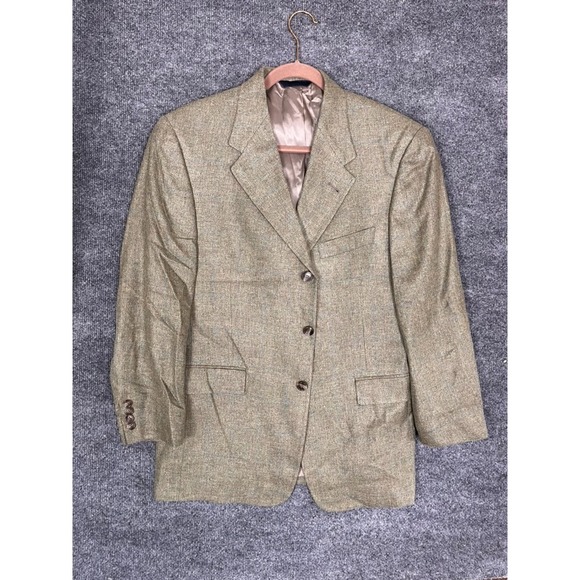 Burberry London Blazer Men's Green‎ Silk Wool 3 buttonSize 42S